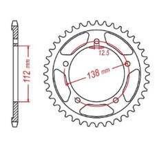 Mtx parts задня зірка 4384 43 honda nc 700/750s '12-'19, nc 700/750x '12-'19 (jtr1316.43) (ланцюг 520)