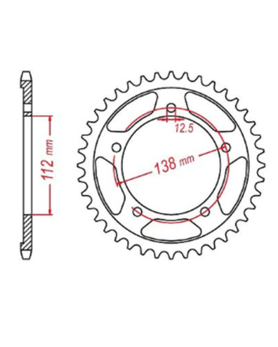 Mtx parts задня зірка 4384 43 honda nc 700/750s '12-'19, nc 700/750x '12-'19 (jtr1316.43) (ланцюг 520)