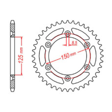 Mtx parts задня зірка 899 44 ktm sx/exc (89944jt) (ланцюг 520)