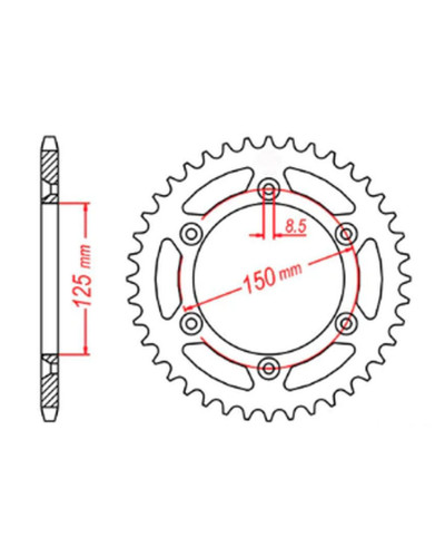 Mtx parts задня зірка 899 44 ktm sx/exc (89944jt) (ланцюг 520)