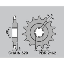 Pbr передня зірка 2162 9 sherco 125 st '16-'17, x-ride '14-'16, 250/300 st '16-'17 (ланцюг 520)
