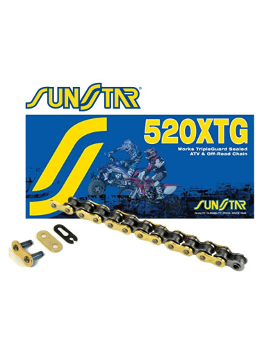 Sunstar цепь приводная 520xtg-118g от road do 750 ccm (tg ring) золотой открытый + застёжка (520xtg118g) - made in japan -
