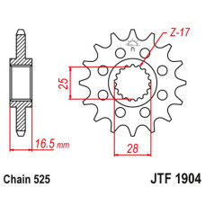 Jt передняя звезда 2147 15 ktm 950/990/1050/1090/1190/1290 03-24 (214715jt) (цепь 525)