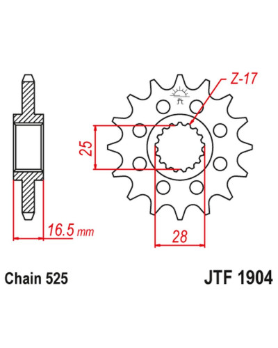 Jt передняя звезда 2147 15 ktm 950/990/1050/1090/1190/1290 03-24 (214715jt) (цепь 525)