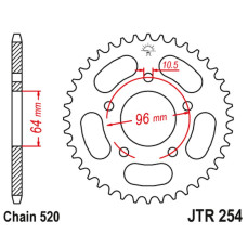 Jt задняя звезда 254 45 honda cbf 250 '04-'07 (25445jt) (цепь 520)