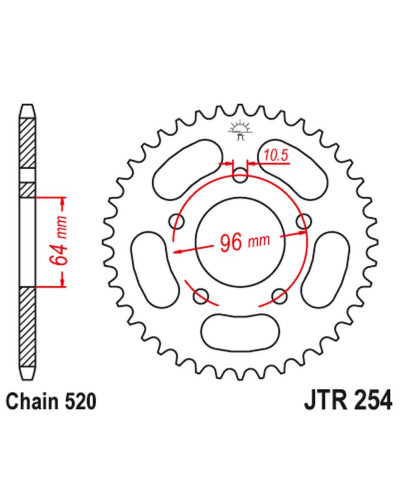 Jt задняя звезда 254 45 honda cbf 250 '04-'07 (25445jt) (цепь 520)