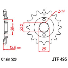 Jt передня зірка 495 15 ducati paso sport 750 '86-90' (49515jt) (ланцюг 520)