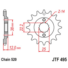Jt передняя звезда 495 15 ducati paso sport 750 '86-90' (49515jt) (цепь 520)