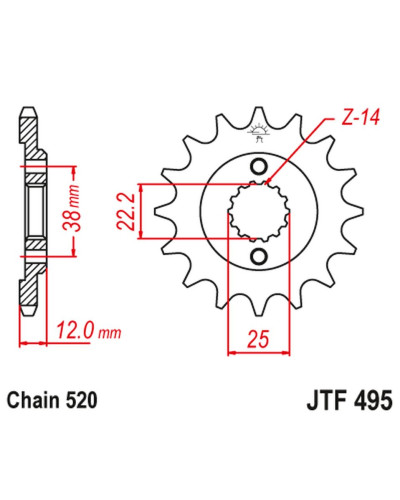 Jt передняя звезда 495 15 ducati paso sport 750 '86-90' (49515jt) (цепь 520)