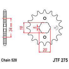 Jt передня зірка 275 15 honda cb 175 '74-76', xl 175 '77', cb 200 t '74-79' (27515jt) (ланцюг 520)