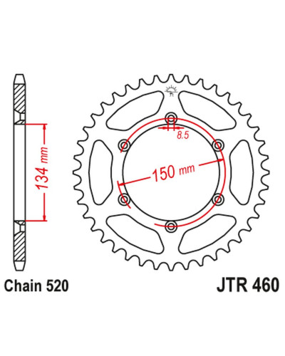 Jt задня зірка 489 45 kawasaki kx/kxf `84-20 (48945jt) (ланцюг 520)