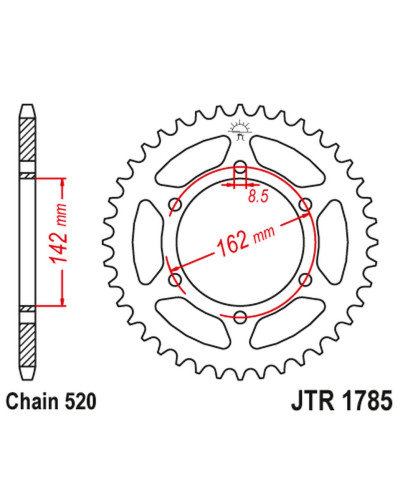 Jt задня зірка suzuki pe 175 '80-84' (ланцюг520)