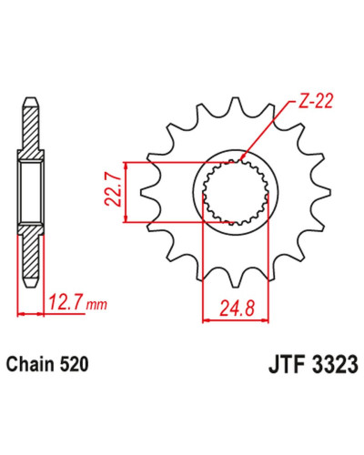 Jt передня зірка polaris 250/300/350/400/425 '89-99' (ланцюг 520) 