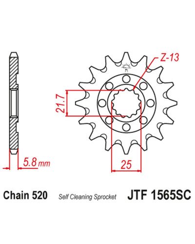 Jt передняя звезда 2141 14 kawasaki kxf 450 '06-20' klx 450 '08-20' (214114jt) (цепь 520)