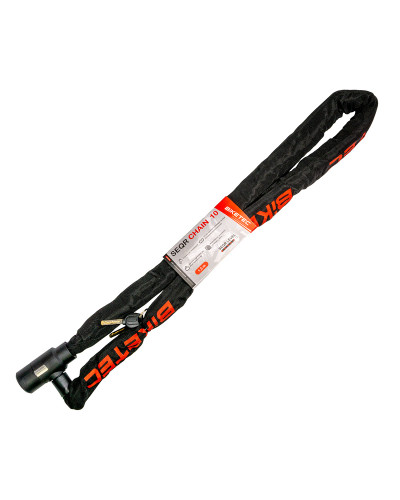 Цепь biketec seqr cp 1,5 м, кольцо 10 мм, встроенный замок, 3 ключа
