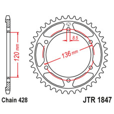 Jt задняя звезда 4324 48 yamaha tdr 125 '93-'99 (432448jt) (цепь 428)