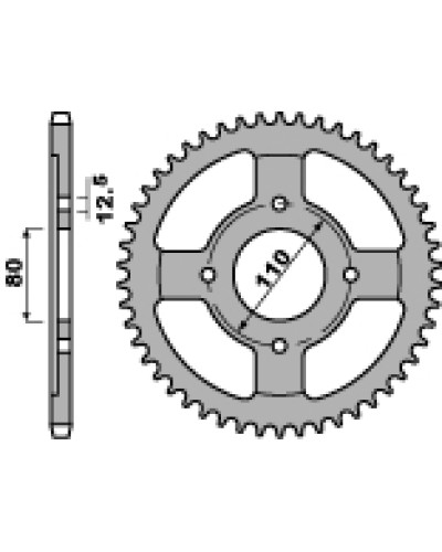 Pbr  задня зірка 284 39 c45 honda cb650sc`80-81 (jtr284.39) (ланцюг 530)