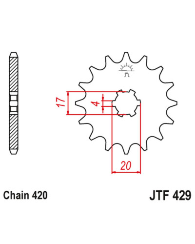 Jt передняя звезда 249 12 suzuki rm 50 '81-81' (24912jt) (цепь 420)