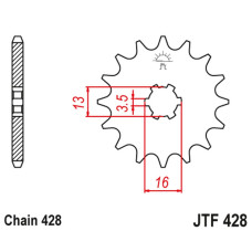 Jt передняя звезда 428 14 suzuki dr-z 50 '19-21', dr-z 70 '08-18', ds/jr/rm/rg/gt/ts 80 '77-03' (42814jt) (цепь 428)