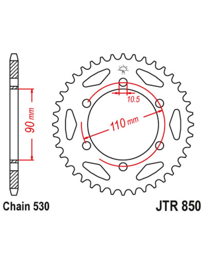Jt задня зірка 850 31 yamaha xs 650 '75-81 (85031jt) (ланцюг 530) 