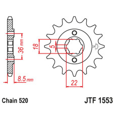 Jt передня зірка 2052 14 yamaha xt 250 tl (japan) '83-84' srx 250 '87' (205214jt) (ланцюг 520) 