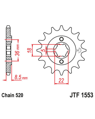 Jt передня зірка 2052 14 yamaha xt 250 tl (japan) '83-84' srx 250 '87' (205214jt) (ланцюг 520) 