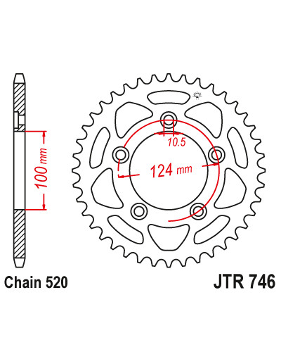 Jt задняя звезда 4444 39 ducati scrambler 1100 '18-'19 (444439jt) (цепь520)