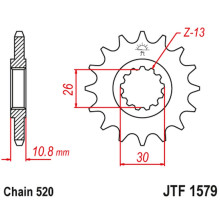 Jt передня зірка 579m 16 yamaha yzf r1 '98-21', fz-1 '10-15' (579m16jt) (ланцюг 520) 