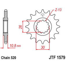 Jt передня зірка 579m 16 yamaha yzf r1 '98-21', fz-1 '10-15' (579m16jt) (ланцюг 520) 