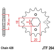 Jt передняя звезда 264 17 кимко битник, stryker, zing (26417jt) (цепь 428)