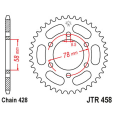 Jt задня зірка 826 37 kawasaki kh 100 '93-94', kh 125 '83-94' (6 ) (82637jt) (ланцюг428)