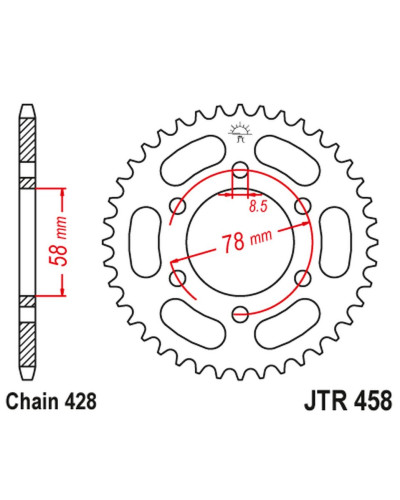 Jt задняя звезда 826 37 kawasaki kh 100 '93-94', kh 125 '83-94' (6 ) (82637jt) (цепь428)
