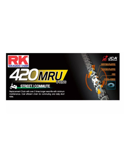 Rk цепь приводная 420mru-142 (u-ring) застежка (cl) в наборе стандартная (объем: do 450 ccm) (35,6 kn)
