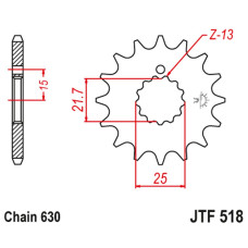 Jt передняя звезда 518 16 kawasaki z 650 /750 '79-'83 (51816jt) (цепь 630) (+1)