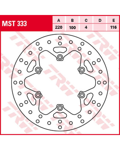 Trw zf гальмівний диск зад kawasaki kx 125/250 '89-'02, klx 300r '97-'03, kx 500 '90-'04 (220x100x4mm)