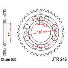Jt задня зірка 246 37 honda cb 250 n '78-82' cm/cb 400 n/t/a '78-83' (24637jt) (ланцюг530)