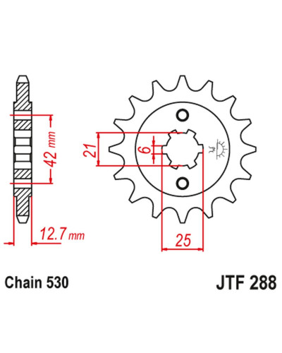 Jt передня зірка 288 16 honda cb 500 four '72-'77, cb 550f/k '75-'80 (28816jt) (ланцюг 530) (-1)