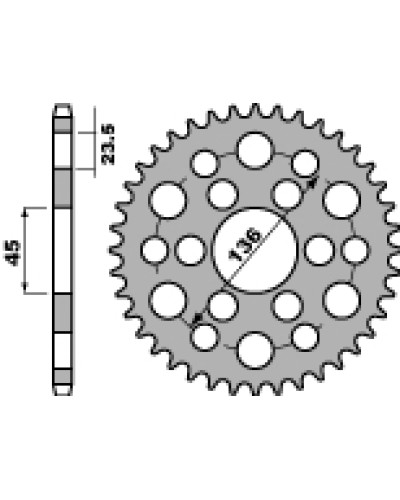 Pbr задня зірка 4569 45 c45 yamaha 250 tricker 06-08, xg 250 tricker (ланцюг 428) (jtr-)