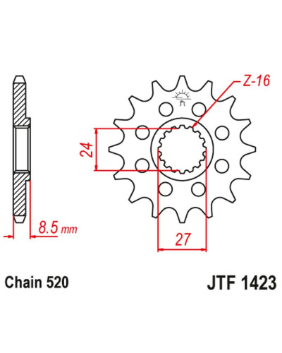 Jt передняя звезда 2192 16 suzuki gsxr 1000 '09-16' (219216jt) (цепь 520)