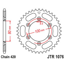 Jt задня зірка 4429 52 rieju 50 spike '02-05', tango '03-05' (442952jt) (ланцюг420)