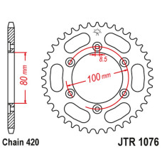 Jt задня зірка 4429 52 rieju 50 spike '02-05', tango '03-05' (442952jt) (ланцюг420)