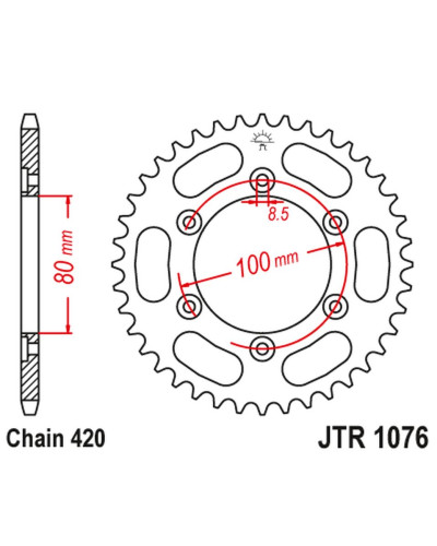 Jt задня зірка 4429 52 rieju 50 spike '02-05', tango '03-05' (442952jt) (ланцюг420)