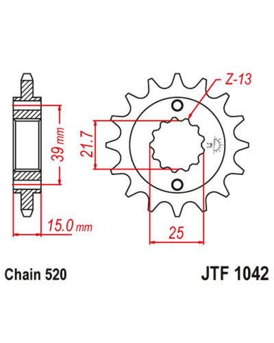 Jt передняя звезда 2128 15 kymco 250 mxu/kxr/kxu '02-15' 300 maxxer '05-16' (212815jt) (цепь 520)