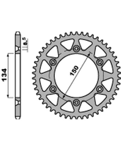 Pbr задняя звезда 489 45 f kawasaki kx/kxf 125/250 '84-'20, kdx 200/220/250 '84-'06 (jtr489.45) (цепь 520)