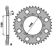 Pbr задня зірка 506 46 c45 kawasaki klr 600 '84-'90 (jtr477.46) (ланцюг 520) (std.+3)