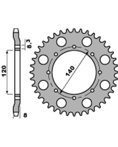 Pbr задня зірка 506 46 c45 kawasaki klr 600 '84-'90 (jtr477.46) (ланцюг 520) (std.+3)