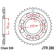 Jt задня зірка honda cb 500 t '75-77' (28033jt) (ланцюг520)