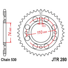 Jt задняя звезда honda cb 500 t '75-77' (28033jt) (цепь520)