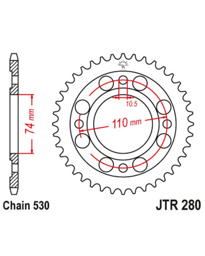 Jt задня зірка honda cb 500 t '75-77' (28033jt) (ланцюг520)