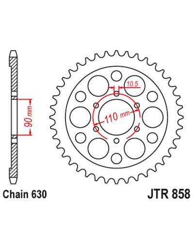 Jt задня зірка 858 35 yamaha xv 920r / xv 1000 '81-82, tr1 '81-85 (85835jt) (ланцюг 630) 